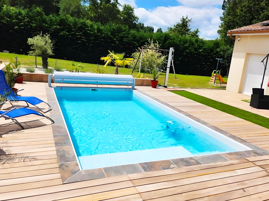 A beautiful outdoor fibreglass pool in France